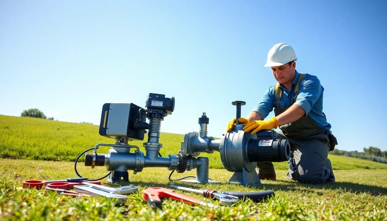 Technician performing well pump replacement lacey wa with professional tools in a natural setting.